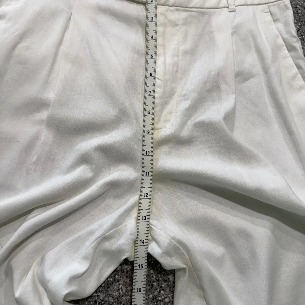 Banana‎ Republic Wide Leg Linen Blend Pants White High Rise Petite Preppy Luxury